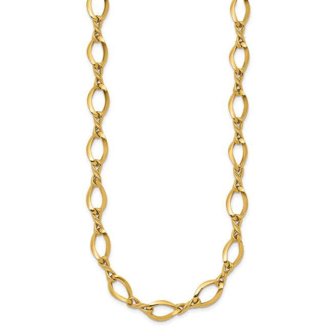 14K Yellow Gold 13.5 mm Polished Chain Necklace