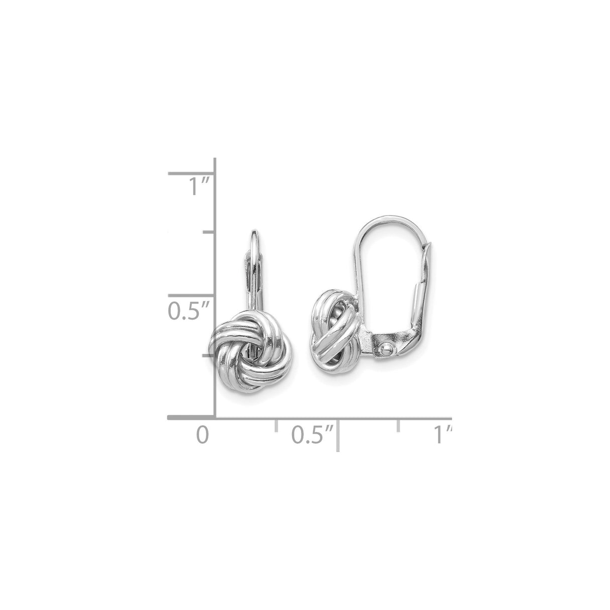 14k White Gold Love Knot Leverback Earrings, Polished Eternal Knot Design for Women