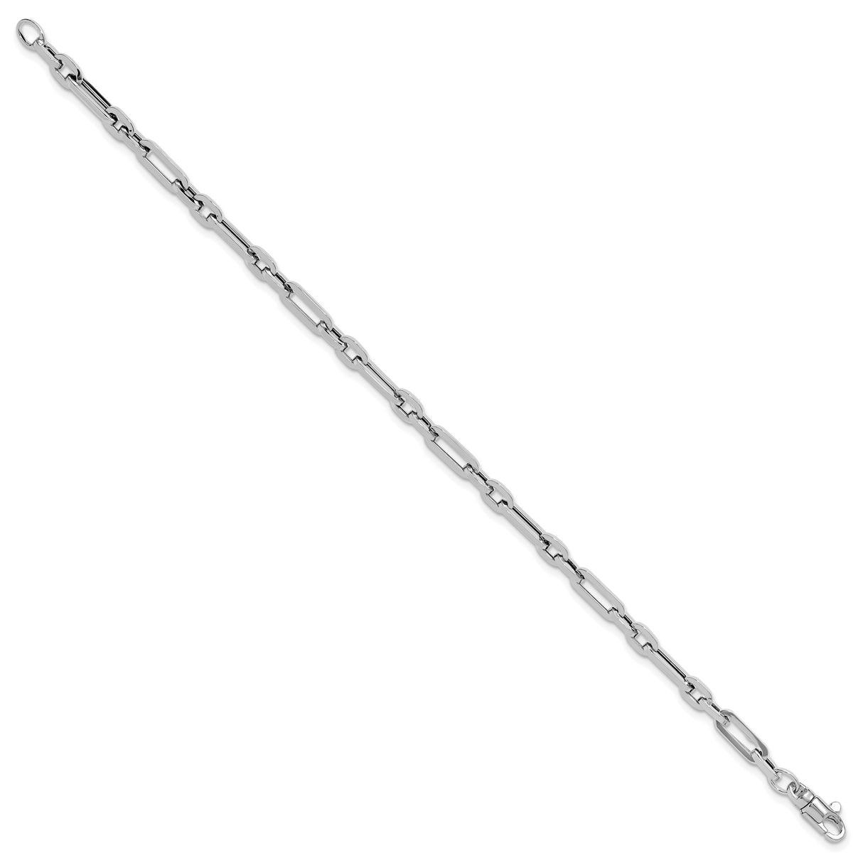 14K White Gold 7.5 mm Lightweight Chain Bracelet, Polished