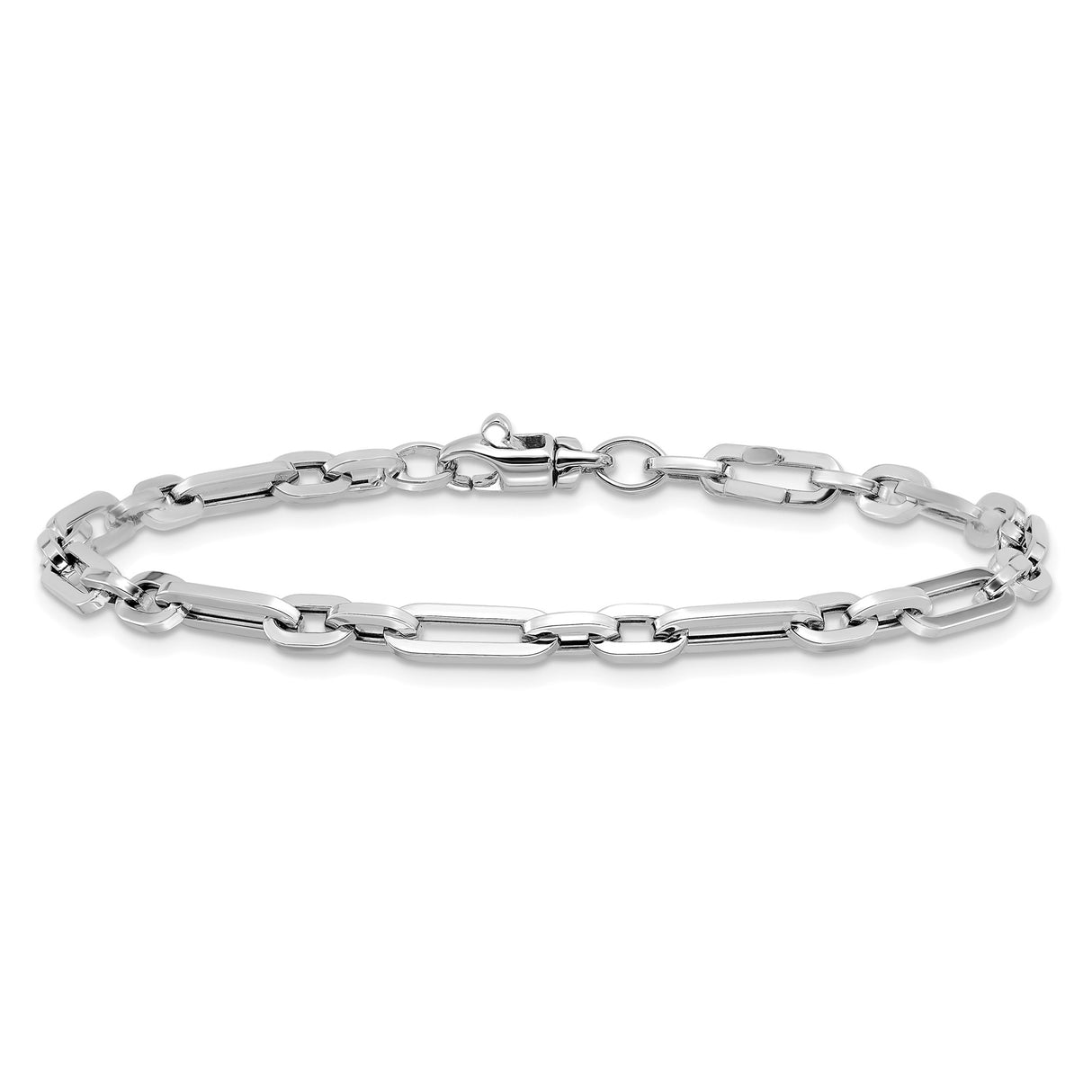 14K White Gold 7.5 mm Lightweight Chain Bracelet, Polished alternate angle