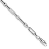 14K White Gold 7.5 mm Lightweight Chain Bracelet, Polished detail view