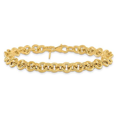 14K Yellow Gold 6.73 mm Polished Chain Bracelet alternate angle