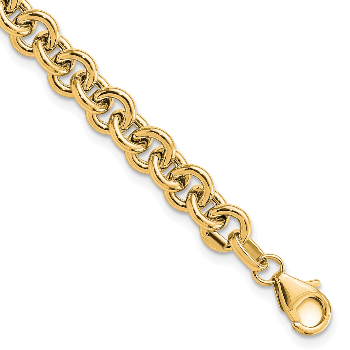 14K Yellow Gold 6.73 mm Polished Chain Bracelet detail view