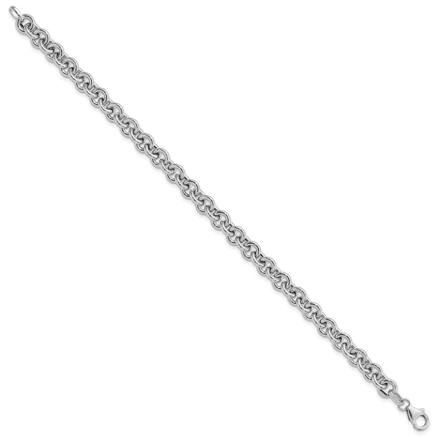 14K White Gold 6.73 mm Polished Chain Bracelet