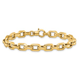 14K Yellow Gold 6.75 mm Polished Chain Bracelet alternate angle