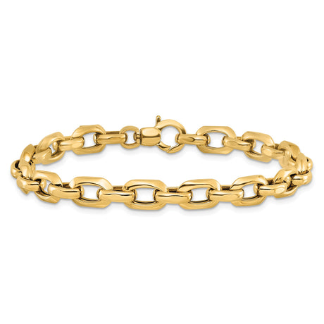 14K Yellow Gold 6.75 mm Polished Chain Bracelet alternate angle