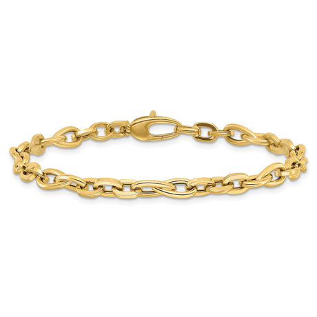 14K Yellow Gold 5.22 mm Polished Chain Bracelet alternate angle