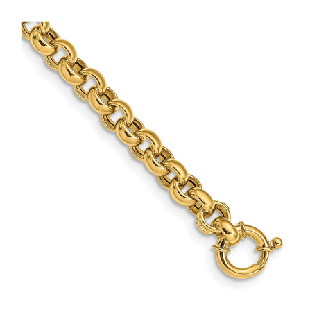 14K Yellow Gold 7.63 mm Polished Chain Bracelet alternate angle