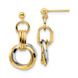 14k Two-Tone Gold Dangle Earrings with Interlocking Circles, Geometric Drop Design