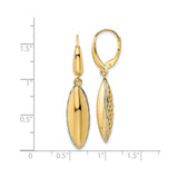 14k Two-Tone Gold Dangle Earrings with Marquise Drop and Diamond-Cut Detailing