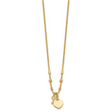 11.2mm Diamond-cut Lock and Heart Chain Necklace Charm Pendant in Real 14k Yellow Gold