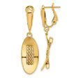 14k Yellow Gold Dangle Earrings with Elongated Oval Drops and Textured Detailing