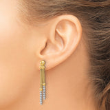 14k Two-Tone Gold Dangle Earrings with Yellow Gold Mesh Chains and White Gold Spiral Beads