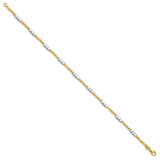 14K Two-tone Gold 2.3 mm Polished Chain Bracelet, Solid