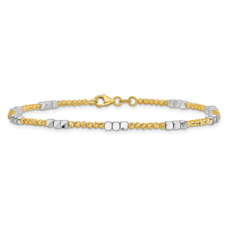 14K Two-tone Gold 2.3 mm Polished Chain Bracelet, Solid alternate angle
