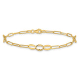 14K Yellow Gold 5 mm Paperclip Chain Bracelet, Polished detail view