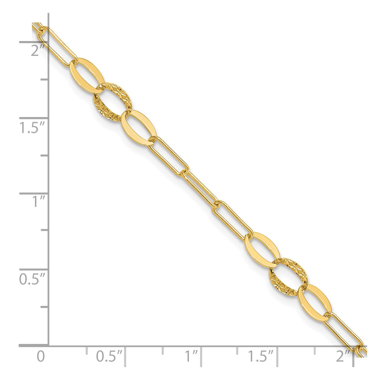 14K Yellow Gold 5 mm Paperclip Chain Bracelet, Polished shown for scale