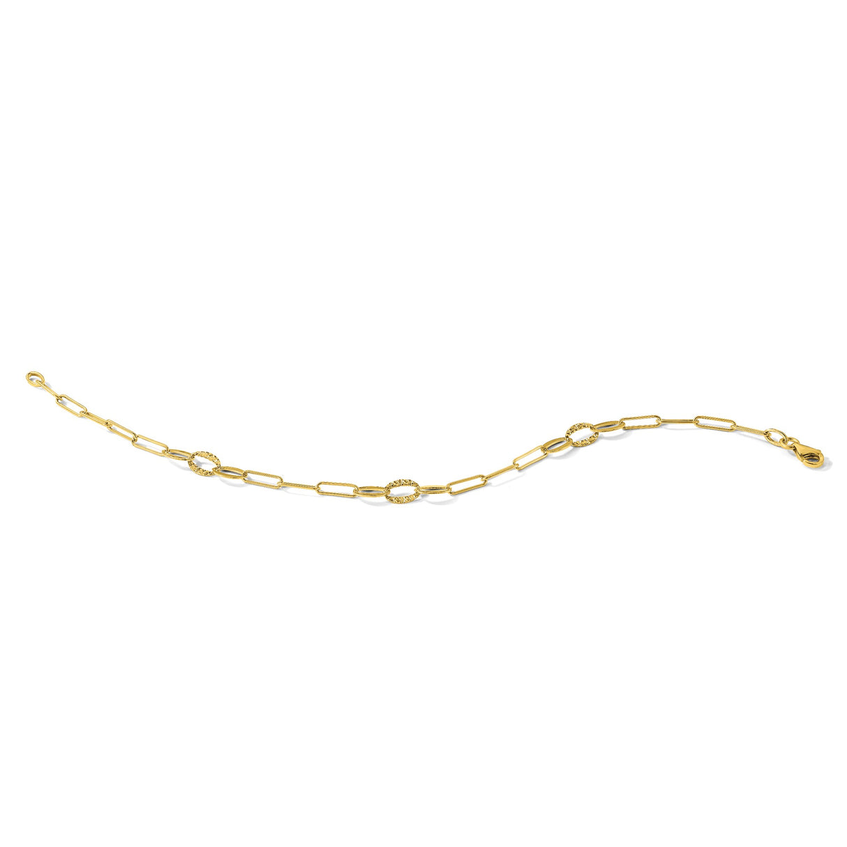 14K Yellow Gold 5 mm Paperclip Chain Bracelet, Polished detail view