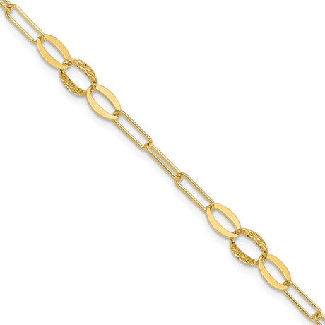 14K Yellow Gold 5 mm Paperclip Chain Bracelet, Polished