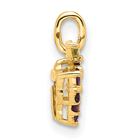 14k Yellow Gold Grape Cluster Pendant with Amethyst and Peridot, Nature Inspired Charm
