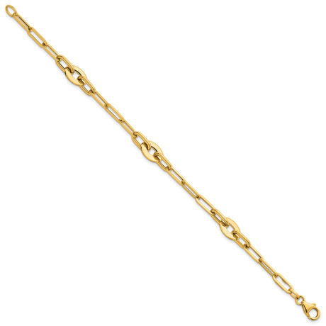 14K Yellow Gold 4.15 mm Paperclip Chain Bracelet, Polished