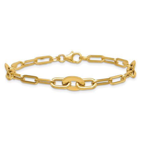 14K Yellow Gold 4.15 mm Paperclip Chain Bracelet, Polished alternate angle
