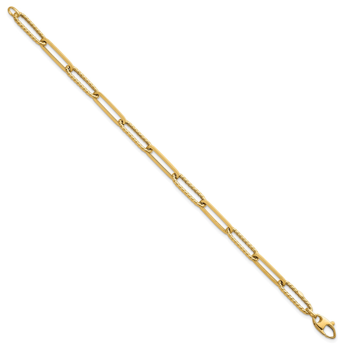 14K Yellow Gold 6.4 mm Paperclip Chain Bracelet, Polished