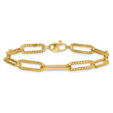 14K Yellow Gold 6.4 mm Paperclip Chain Bracelet, Polished alternate angle