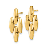 14k Yellow Gold Stud Earrings, Sleek Geometric Marquise Link Design, Modern Polished Style