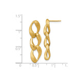 14k Yellow Gold Dangle Earrings with Twisted Oval Links, Brushed and Polished Finish