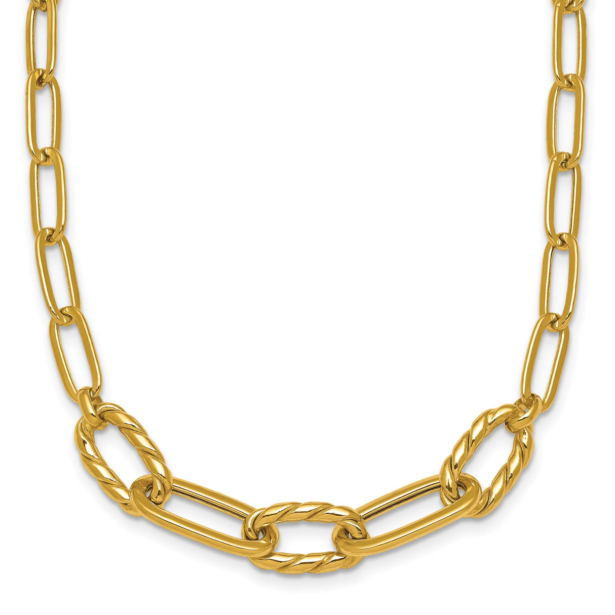14K Yellow Gold 4.75 mm Paperclip Chain Necklace, Polished detail view
