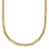 14K Yellow Gold 2.9 mm Paperclip Chain Necklace, Polished detail view