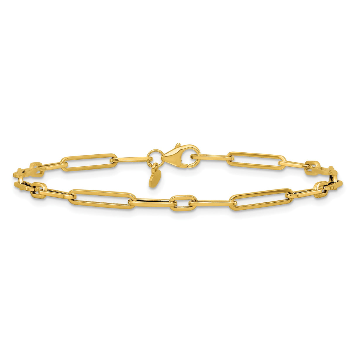 14K Yellow Gold 2.9 mm Paperclip Chain Bracelet, Polished alternate angle