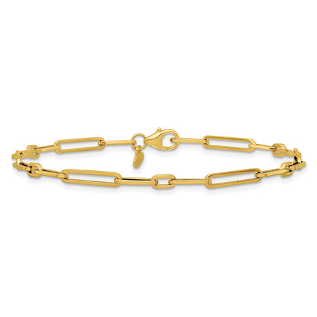 14K Yellow Gold 2.9 mm Paperclip Chain Bracelet, Polished alternate angle
