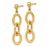 14k Yellow Gold Dangle Earrings with Interlocking Oval Link Design and Polished Finish