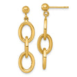 14k Yellow Gold Dangle Earrings with Interlocking Oval Link Design and Polished Finish