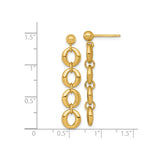 14k Yellow Gold Drop Earrings with Polished Oval Link Chain, Modern Dangle Style for Women