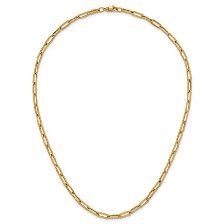 14K Yellow Gold 4 mm Paperclip Chain Necklace, Polished alternate angle