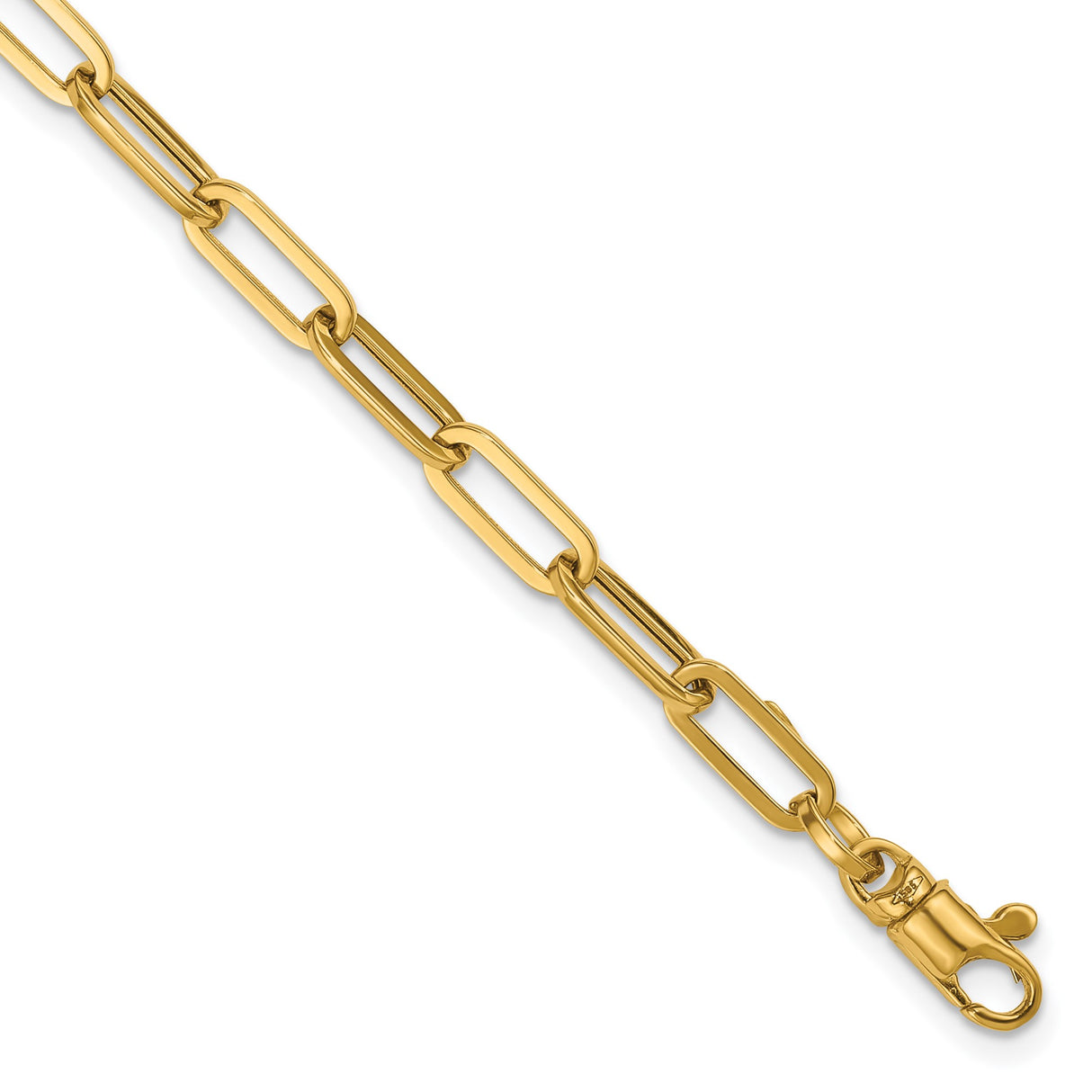 14K Yellow Gold 4 mm Paperclip Chain Necklace, Polished detail view
