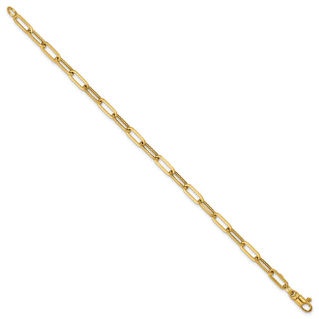 14K Yellow Gold 4 mm Paperclip Chain Bracelet, Polished