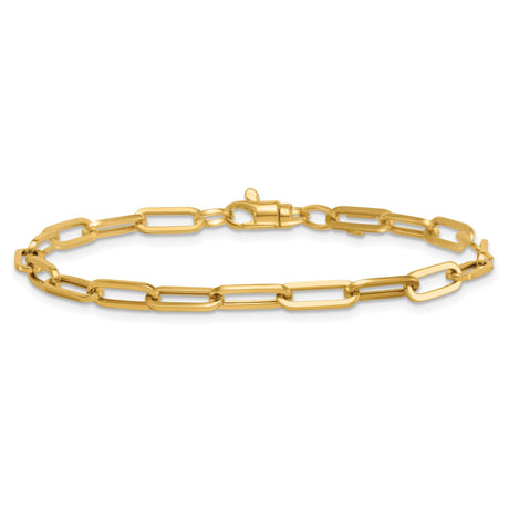 14K Yellow Gold 4 mm Paperclip Chain Bracelet, Polished alternate angle