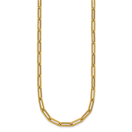 14K Yellow Gold 4.35 mm Paperclip Chain Necklace, Polished