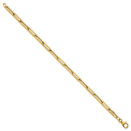 14K Yellow Gold 4.35 mm Paperclip Chain Bracelet, Polished