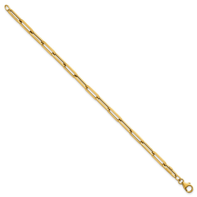 14K Yellow Gold 4.35 mm Paperclip Chain Bracelet, Polished