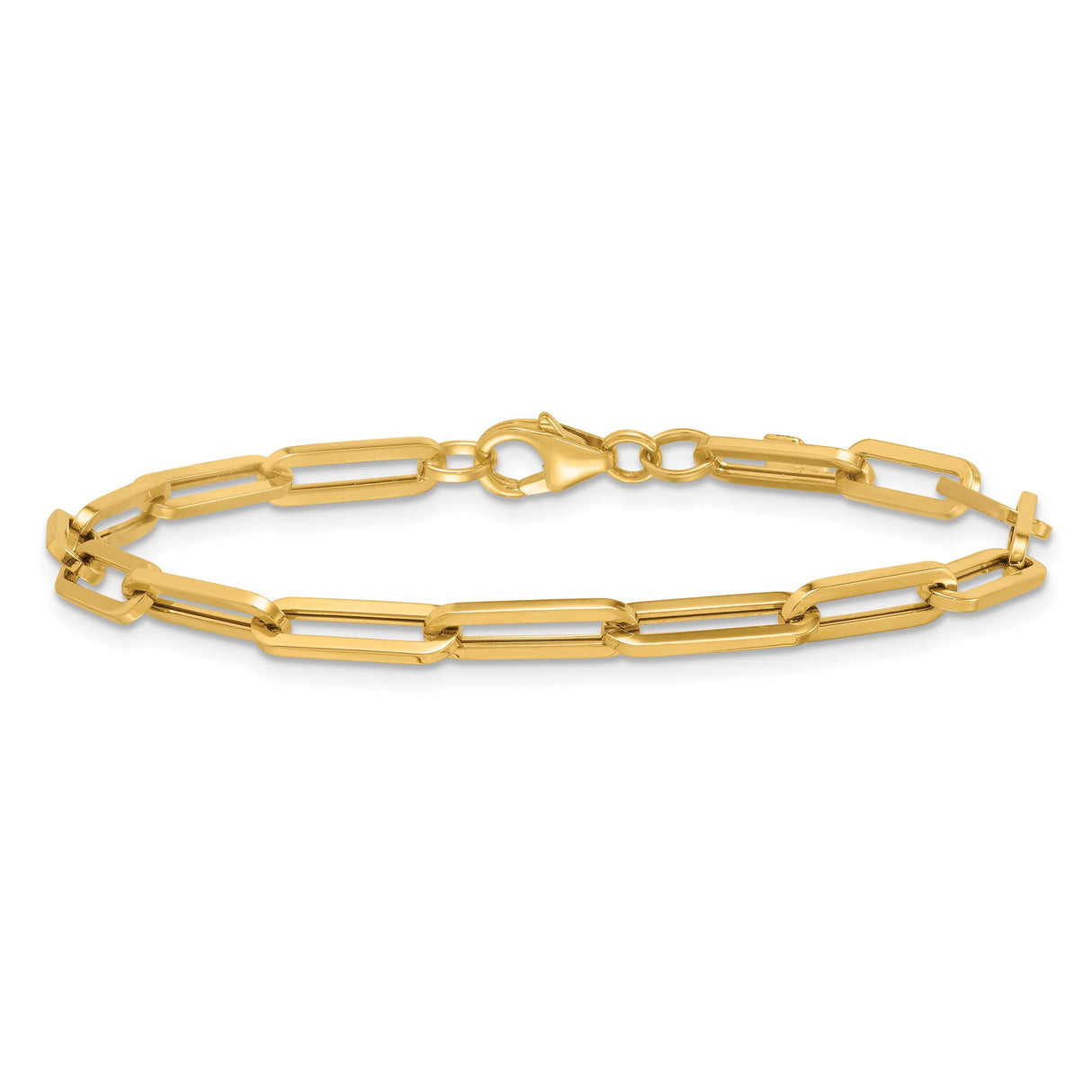 14K Yellow Gold 4.35 mm Paperclip Chain Bracelet, Polished alternate angle