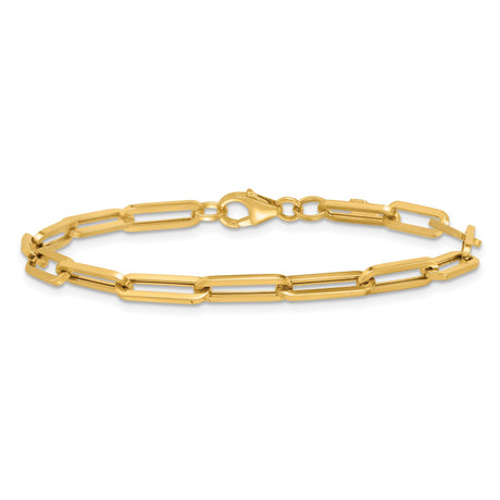 14K Yellow Gold 4.35 mm Paperclip Chain Bracelet, Polished alternate angle