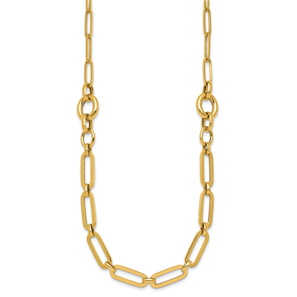 14K Yellow Gold 12 mm Paperclip Chain Necklace, Polished