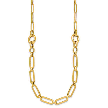 14K Yellow Gold 12 mm Paperclip Chain Necklace, Polished