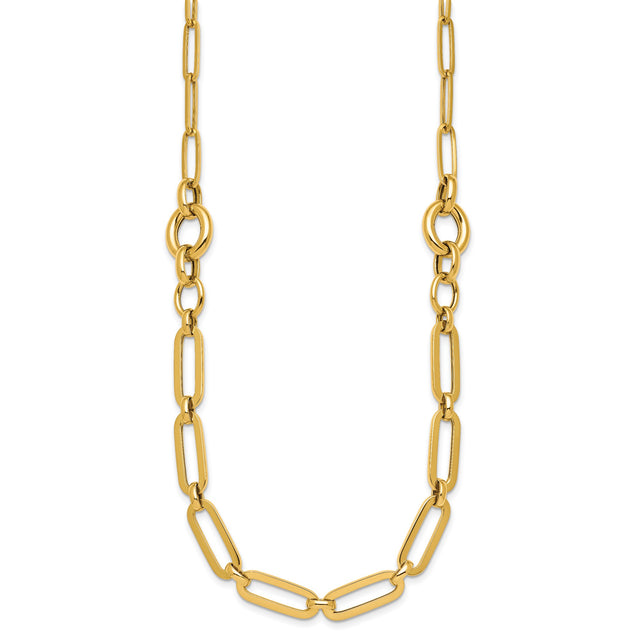 14K Yellow Gold 12 mm Paperclip Chain Necklace, Polished