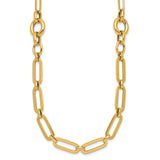 14K Yellow Gold 12 mm Paperclip Chain Necklace, Polished detail view